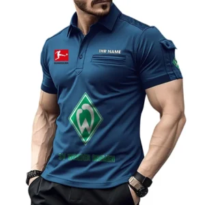 Werder Bremen Poloshirt mit Tasche, All Over Print Hemd für Männer BDE4805092535 - Marineblau