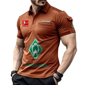 Werder Bremen Poloshirt mit Tasche, All Over Print Hemd für Männer BDE4805092535 - Orange