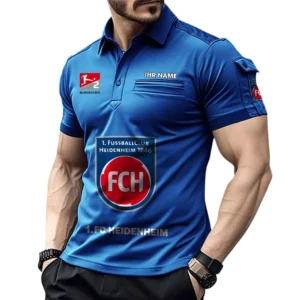 1. FC Heidenheim Poloshirt mit Tasche, All Over Print Hemd für Männer BDE4805092539 - Blau