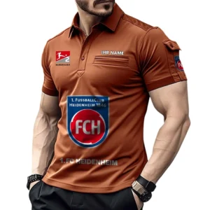 1. FC Heidenheim Poloshirt mit Tasche, All Over Print Hemd für Männer BDE4805092539 - Orange