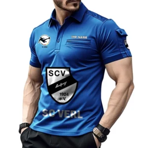 SC Verl Poloshirt mit Tasche, All Over Print Hemd für Männer BDE4805092540 - Blau