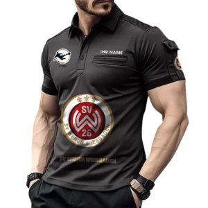Wehen Wiesbaden Poloshirt mit Tasche, All Over Print Hemd für Männer BDE4805092541 - Schwarz