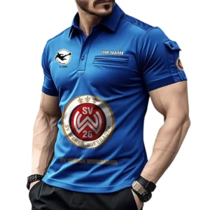 Wehen Wiesbaden Poloshirt mit Tasche, All Over Print Hemd für Männer BDE4805092541 - Blau