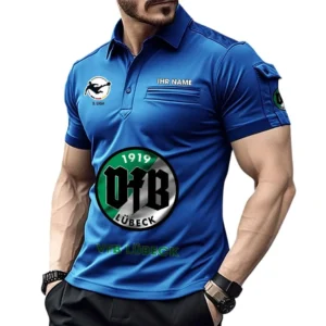 GrünVfB Lübeck Poloshirt mit Tasche, All Over Print Hemd für Männer BDE4805092542 - Blau