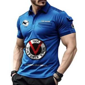 Viktoria Köln Poloshirt mit Tasche, All Over Print Hemd für Männer BDE4805092544 - Blau