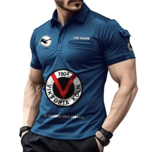 Viktoria Köln Poloshirt mit Tasche, All Over Print Hemd für Männer BDE4805092544 - Marineblau
