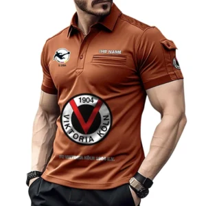 Viktoria Köln Poloshirt mit Tasche, All Over Print Hemd für Männer BDE4805092544 - Orange