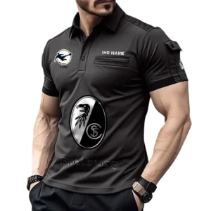 SC Freiburg II Poloshirt mit Tasche, All Over Print Hemd für Männer BDE4805092546 - Schwarz