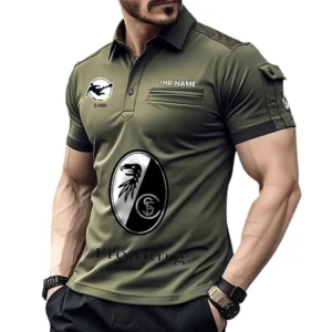SC Freiburg II Poloshirt mit Tasche, All Over Print Hemd für Männer BDE4805092546 - Grün