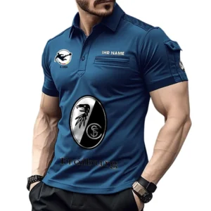 SC Freiburg II Poloshirt mit Tasche, All Over Print Hemd für Männer BDE4805092546 - Marineblau