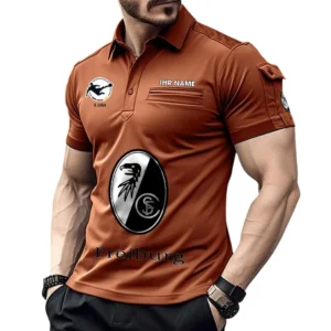 SC Freiburg II Poloshirt mit Tasche, All Over Print Hemd für Männer BDE4805092546 - Orange