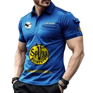 SpVgg Bayreuth 1921 e.V Poloshirt mit Tasche, All Over Print Hemd für Männer BDE4805092547 - Blau