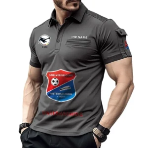 SpVgg Unterhaching Poloshirt mit Tasche, All Over Print Hemd für Männer BDE4805092549 - Grau