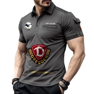 Dynamo Dresden Poloshirt mit Tasche, All Over Print Hemd für Männer BDE4805092555 - Grau