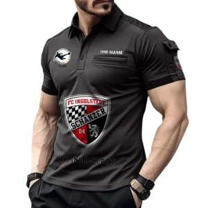 FC Ingolstadt Poloshirt mit Tasche, All Over Print Hemd für Männer BDE4805092558 - Schwarz