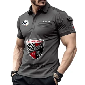FC Ingolstadt Poloshirt mit Tasche, All Over Print Hemd für Männer BDE4805092558 - Grau