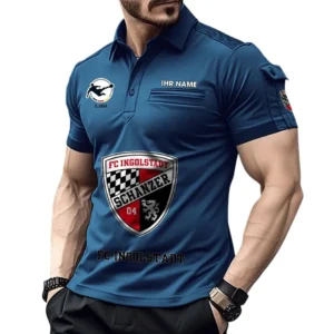 FC Ingolstadt Poloshirt mit Tasche, All Over Print Hemd für Männer BDE4805092558 - Marineblau