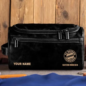 Bayern Munchen Ledertasche, Personalisierte Kulturtasche für Bayern Munchen BDE56052425222 - Schwarz