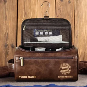 Bayern Munchen Ledertasche, Personalisierte Kulturtasche für Bayern Munchen BDE56052425222 - Dunkelbraun