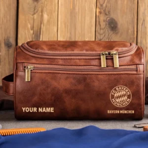 Bayern Munchen Ledertasche, Personalisierte Kulturtasche für Bayern Munchen BDE56052425222 - Rotbraun