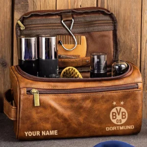 Borussia Dortmund Ledertasche, Personalisierte Kulturtasche für Borussia Dortmund BDE56052425224 - Gelbbraun