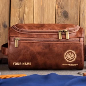 Eintracht Frankfurt Ledertasche, Personalisierte Kulturtasche für Eintracht Frankfurt BDE56052425227 - Rotbraun