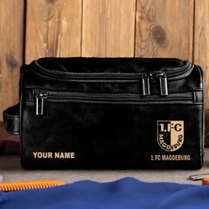 1. FC Magdeburg Ledertasche, Personalisierte Kulturtasche für 1. FC Magdeburg BDE56052425232 - Schwarz