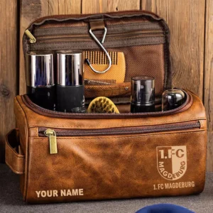 1. FC Magdeburg Ledertasche, Personalisierte Kulturtasche für 1. FC Magdeburg BDE56052425232 - Gelbbraun
