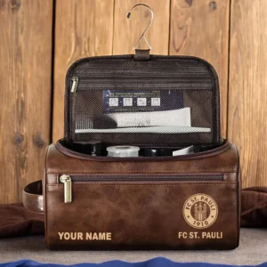 FC St. Pauli Ledertasche, Personalisierte Kulturtasche für FC St. Pauli BDE56052425237 - Dunkelbraun