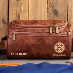 Fortuna Dusseldorf Ledertasche, Personalisierte Kulturtasche für Fortuna Dusseldorf BDE56052425240 - Rotbraun