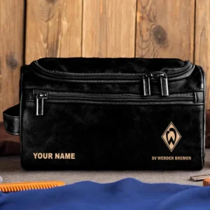 Werder Bremen Ledertasche, Personalisierte Kulturtasche für Werder Bremen BDE56052425243 - Schwarz