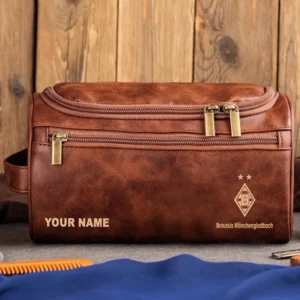 Borussia M'gladbach Ledertasche, Personalisierte Kulturtasche für Borussia M'gladbach BDE56052425244 - Rotbraun