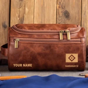 Hamburger SV Ledertasche, Personalisierte Kulturtasche für Hamburger SV BDE56052425248 - Rotbraun