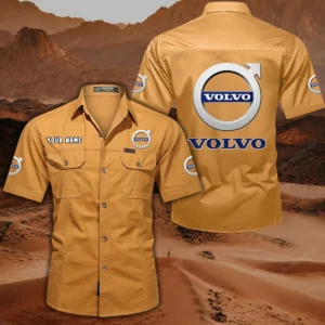 Volvo Hemd mit kurzen Ärmeln, All-Over-Print Kurzarmhemd CAR444052625777 - Gelb-Orange
