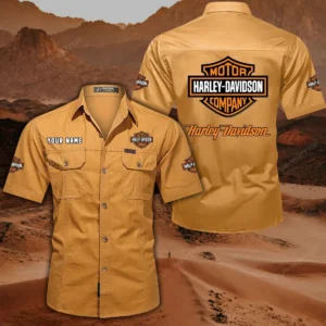 Harley Davidson Hemd mit kurzen Ärmeln, All-Over-Print Kurzarmhemd CAR444052625780 - Gelb-Orange