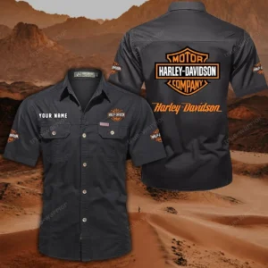 Harley Davidson Hemd mit kurzen Ärmeln, All-Over-Print Kurzarmhemd CAR444052625780 - Schwarz
