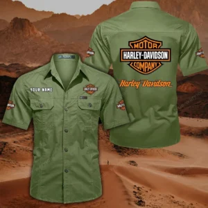 Harley Davidson Hemd mit kurzen Ärmeln, All-Over-Print Kurzarmhemd CAR444052625780 - Fruchtgrün
