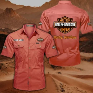 Harley Davidson Hemd mit kurzen Ärmeln, All-Over-Print Kurzarmhemd CAR444052625780 - Rot