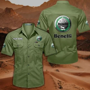 Benelli Motorcycles Hemd mit kurzen Ärmeln, All-Over-Print Kurzarmhemd CAR444052625782 - Fruchtgrün