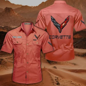 Chevrolet Corvette Hemd mit kurzen Ärmeln, All-Over-Print Kurzarmhemd CAR444052625785 - Rot
