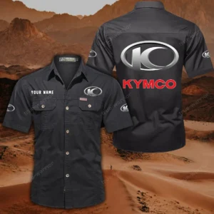 Kymco Motorcycles Hemd mit kurzen Ärmeln, All-Over-Print Kurzarmhemd CAR444052625787 - Schwarz
