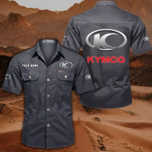 Kymco Motorcycles Hemd mit kurzen Ärmeln, All-Over-Print Kurzarmhemd CAR444052625787 - Grau