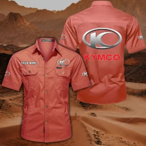 Kymco Motorcycles Hemd mit kurzen Ärmeln, All-Over-Print Kurzarmhemd CAR444052625787 - Rot