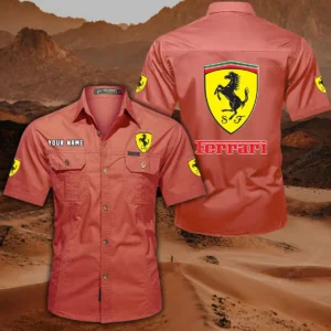 Ferrari Hemd mit kurzen Ärmeln, All-Over-Print Kurzarmhemd CAR444052625788 - Rot