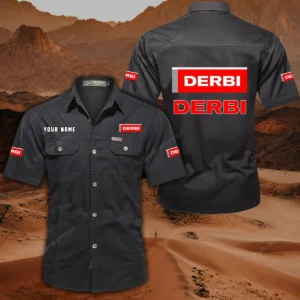 Derbi Motorcycles Hemd mit kurzen Ärmeln, All-Over-Print Kurzarmhemd CAR444052625789 - Schwarz
