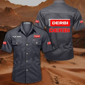 Derbi Motorcycles Hemd mit kurzen Ärmeln, All-Over-Print Kurzarmhemd CAR444052625789 - Grau