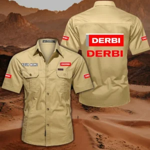 Derbi Motorcycles Hemd mit kurzen Ärmeln, All-Over-Print Kurzarmhemd CAR444052625789 - Khaki