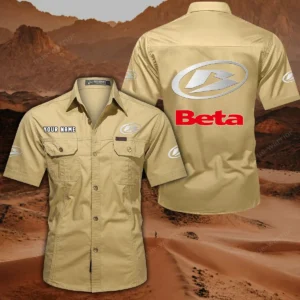 Beta Motorcycles Hemd mit kurzen Ärmeln, All-Over-Print Kurzarmhemd CAR444052625791 - Khaki