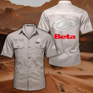Beta Motorcycles Hemd mit kurzen Ärmeln, All-Over-Print Kurzarmhemd CAR444052625791 - Beige