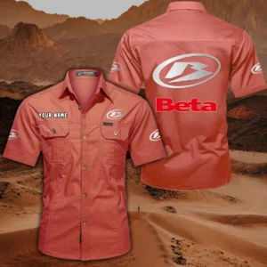 Beta Motorcycles Hemd mit kurzen Ärmeln, All-Over-Print Kurzarmhemd CAR444052625791 - Rot